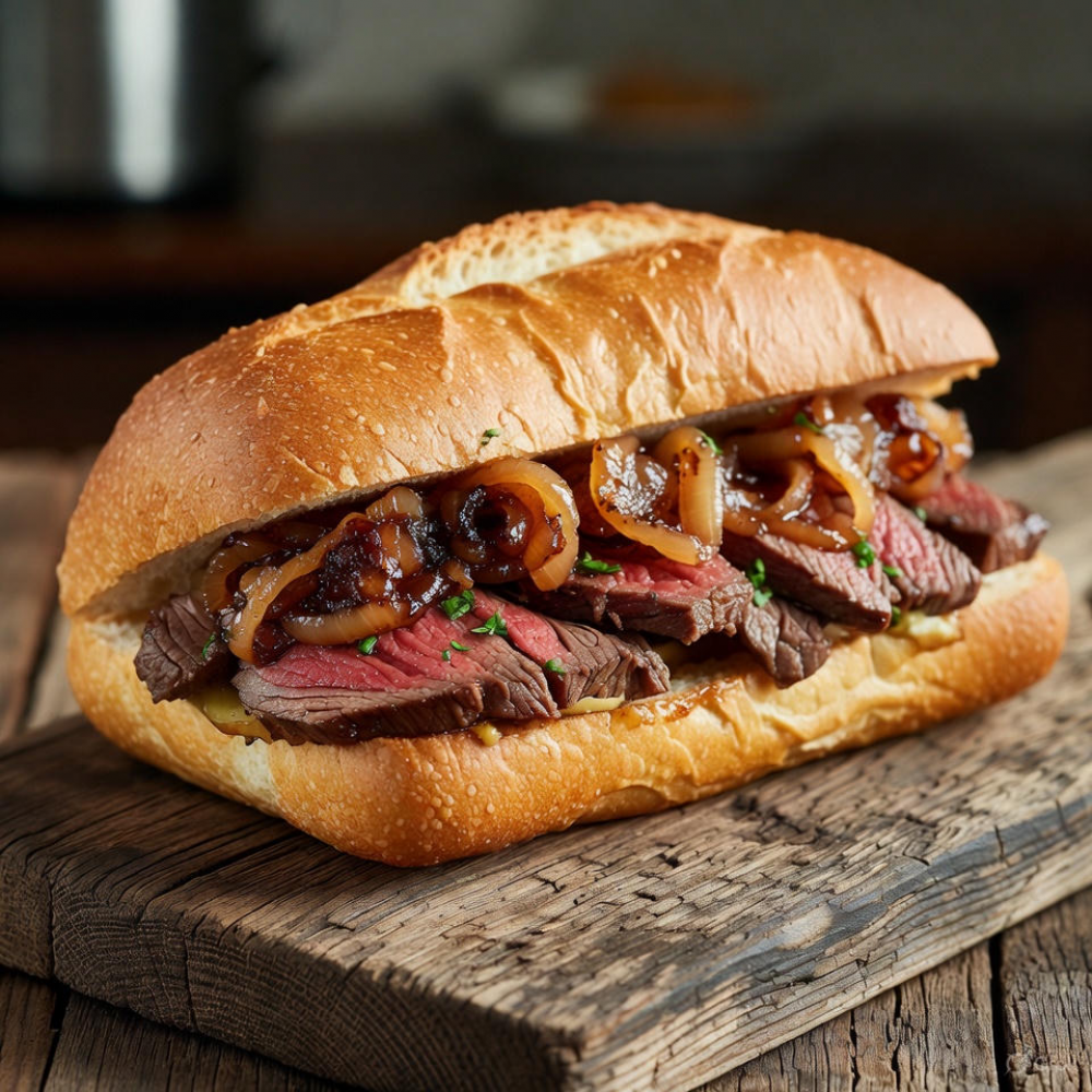 Steaksandwich mit Zwiebelmarmelade